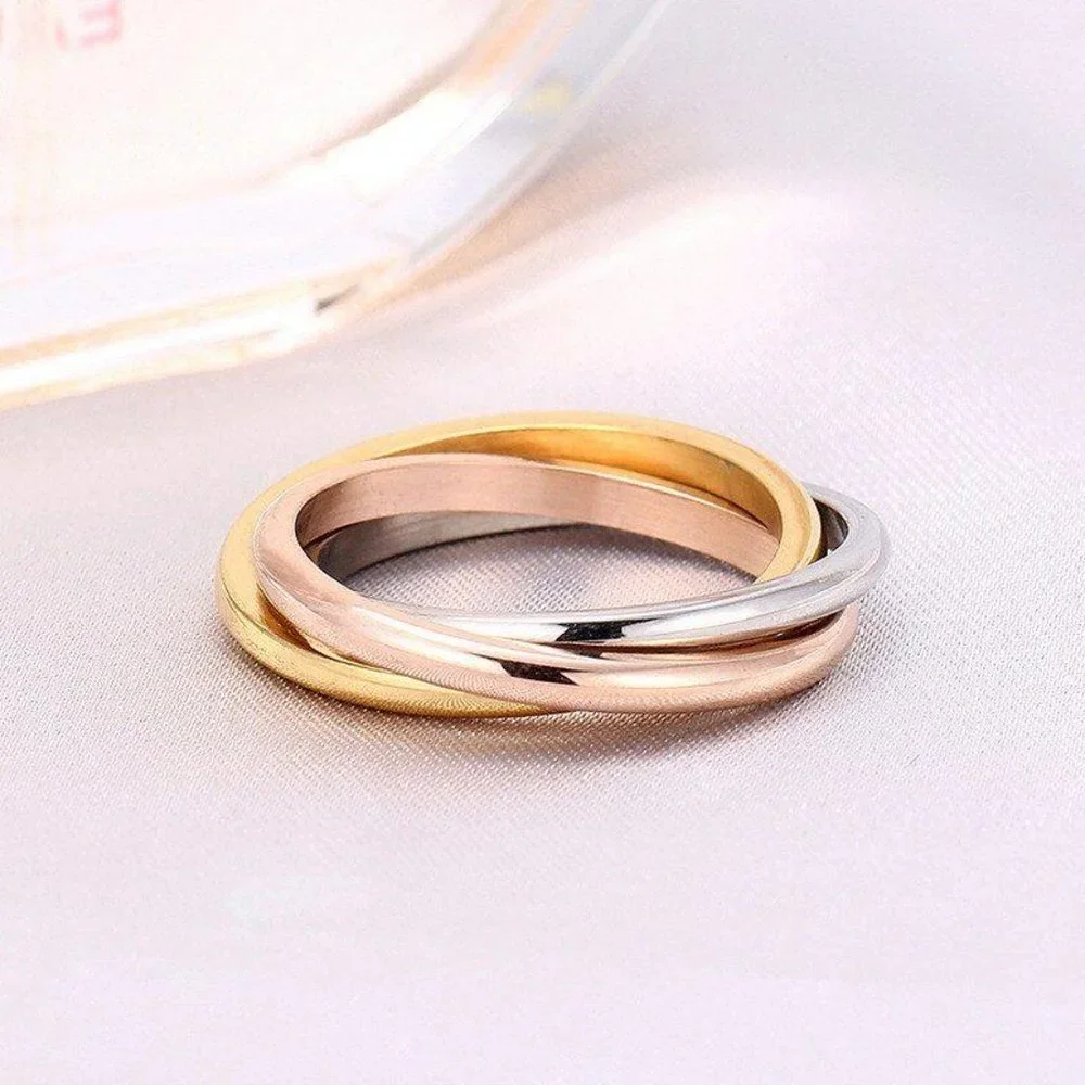Interlocking Rings Rose Gold Silver‎ Gold